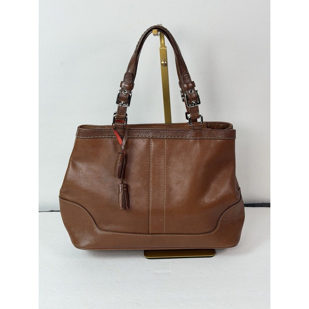 Coach 7467 Hamptons Carryall Tote Brown Leather 2005 Vintage Y2K Handbag